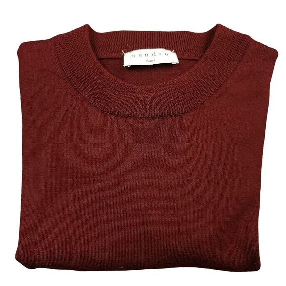 Sandro‎ Paris Womens Maroon Soft Wool Crewneck Slim Fit Sweater M Designer - Picture 11 of 16